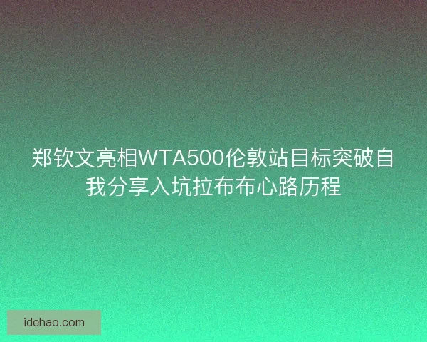 郑钦文亮相WTA500伦敦站目标突破自我分享入坑拉布布心路历程
