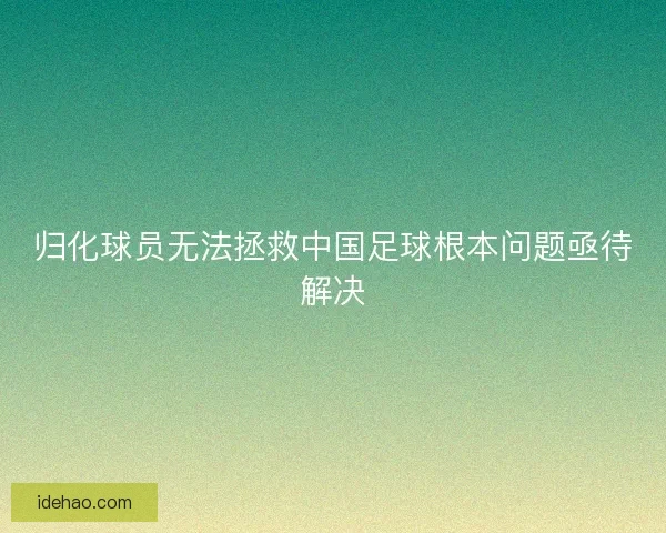 归化球员无法拯救中国足球根本问题亟待解决 归化球员无法拯救中国足球根本问题亟待解决